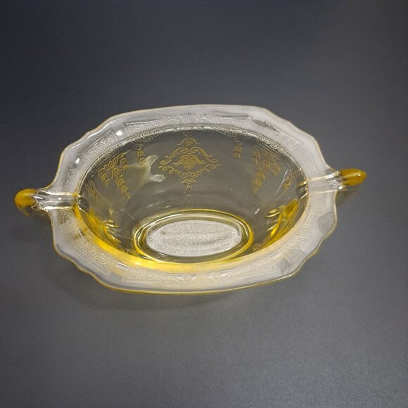 Anchor Hocking Princess Yellow Glass Sugar Bowl Embossed Design Vintage NO LID - Picture 7 of 16